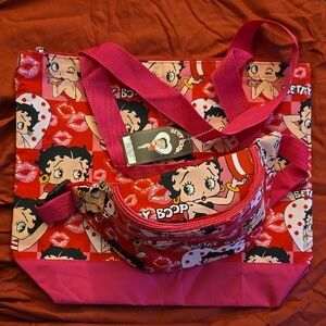 Betty Boop Red and Pink Cartoon Tote Bag